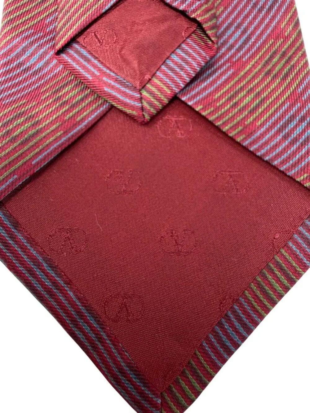 Vintage Valentino 100% Silk Neck Tie Geometric in Red Purple & Gold